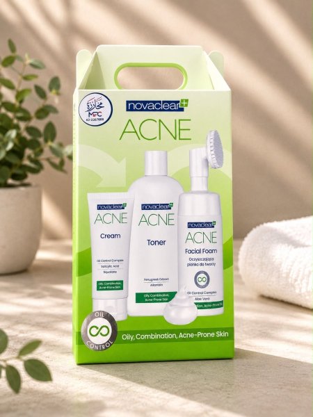 Novaclear acne set طقم العناية بالبشرة الدهنية وعلاج حب الشباب من نوفاكلير