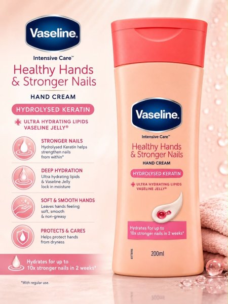 Vaseline healthy hands & strong nails كريم اليدين والاضافر من فازلين 200ml