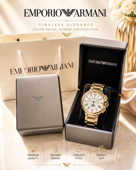 ساعة Amporio Armani للرجال باطار ذهبي